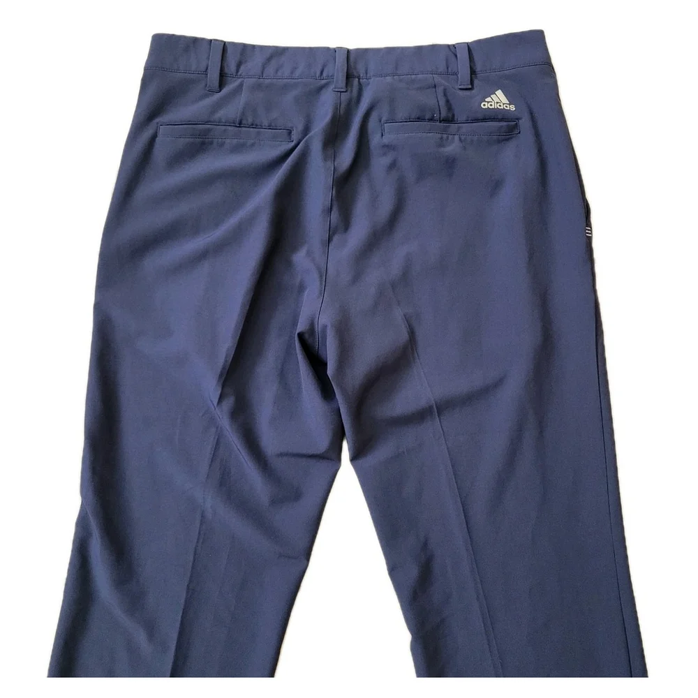 Adidas Navy Polyester Spandex Blend Elastic Waistband Slim-Fit Golf Pants 32/32